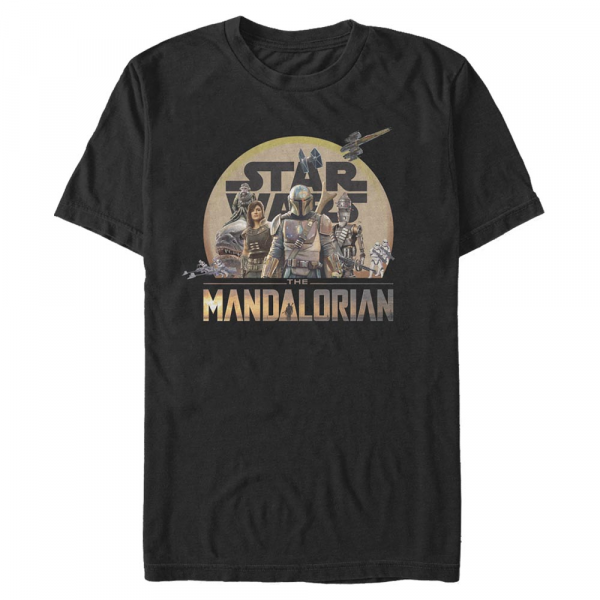 Star Wars - Mandalorián - Skupina Mandalorian Character Action Pose - Pánske Tričko - Čierna - Predné