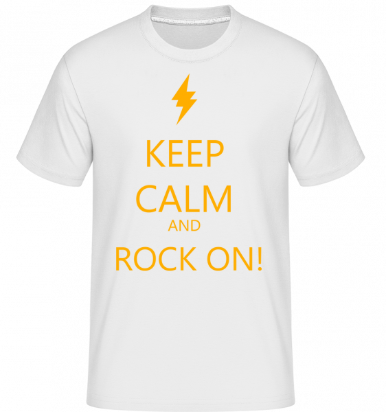 Zachovať pokoj a Rock on! -  Shirtinator tričko pre pánov - Biela - Predné
