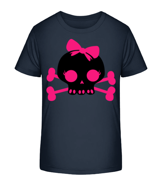 Emo Skull Pink - Detské bio tričko Stanley Stella - Namornícka modrá - Predné