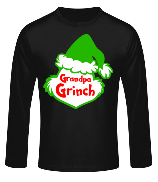 Grandpa Grinch - Pánske tričko s dlhým rukávom basic - Čierna - Predné