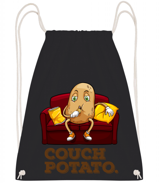 Couch Potato - Drawstring batoh so šnúrkami - Čierna1 - Predné