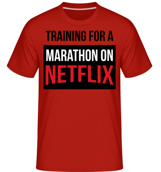 Marathon On Netflix -  Shirtinator tričko pre pánov - Červená - Predné