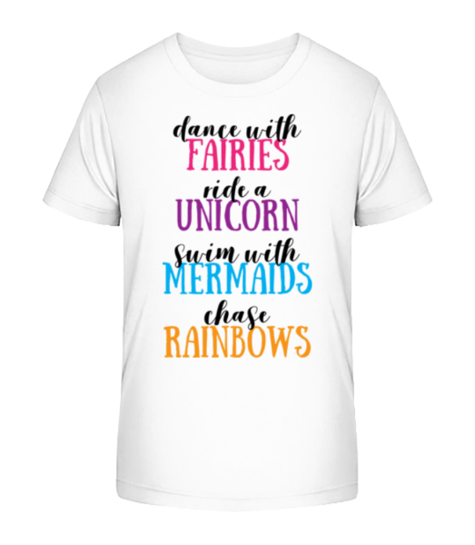 Víly Unicorns Mermaids A Rainbows Aktivity - Detské bio tričko Stanley Stella - Biela - Predné