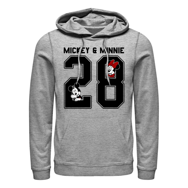 Disney - Mickey Mouse - Minnie Mouse Mickey Minnie Collegiate - Unisex Mikiny s kapucňou - Melírovo šedá - Predné