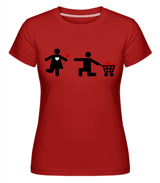 Žena a muž so srdcom Logo -  Shirtinator tričko pre dámy - Červená - Predné