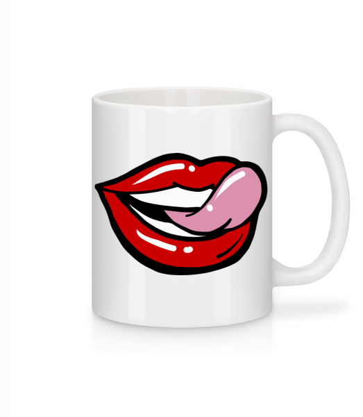 Red Lips - Keramický hrnček - Biela - Predné