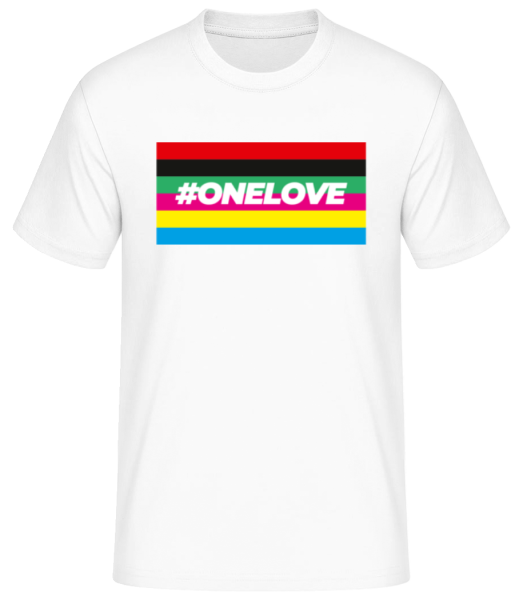One Love Vlajka  - Pánske basic tričko - Biela - Predné