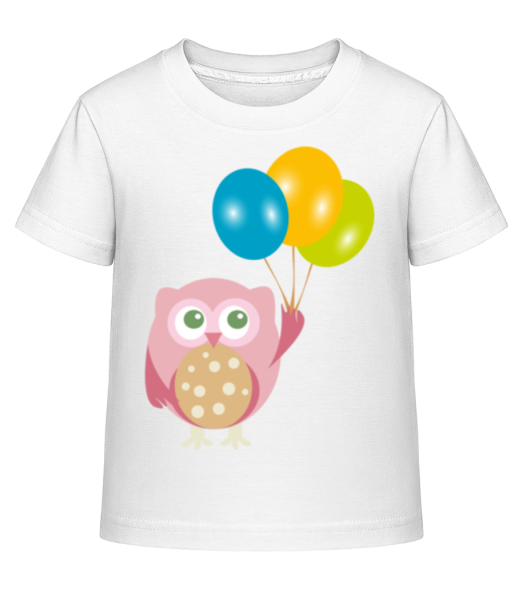 Cute Owl s balónikmi - Detské Shirtinator tričko - Biela - Predné