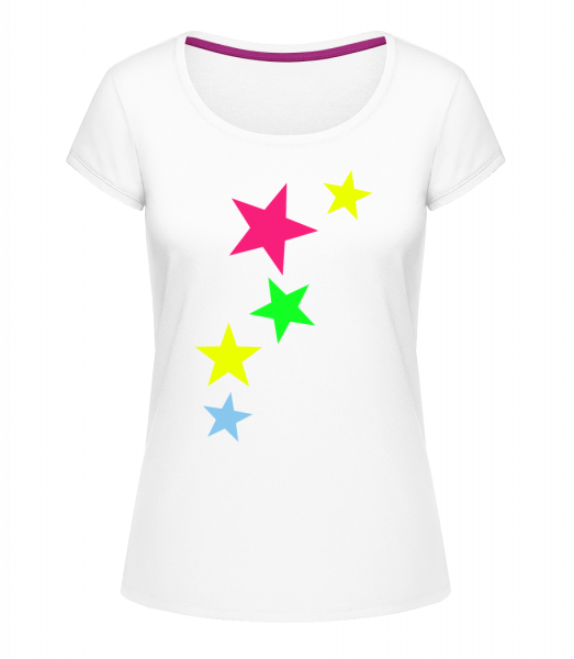 Colorful Stars - Megan dámske tričko s okrúhlym výstrihom - Biela - Predné
