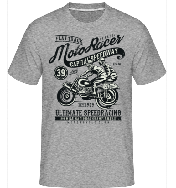 Moto Racer Classic -  Shirtinator tričko pre pánov - Melírovo šedá - Predné